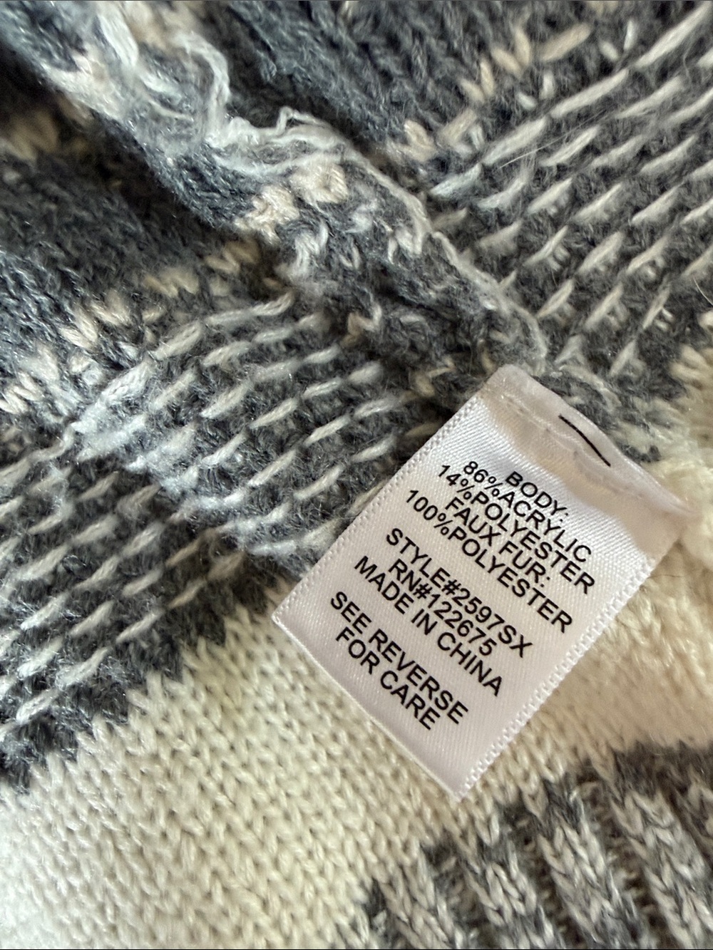 Let’s & Me Cozy Hooded Open-Front Sweater Cardigan in Cream and Gray size M - Picture 10 of 10